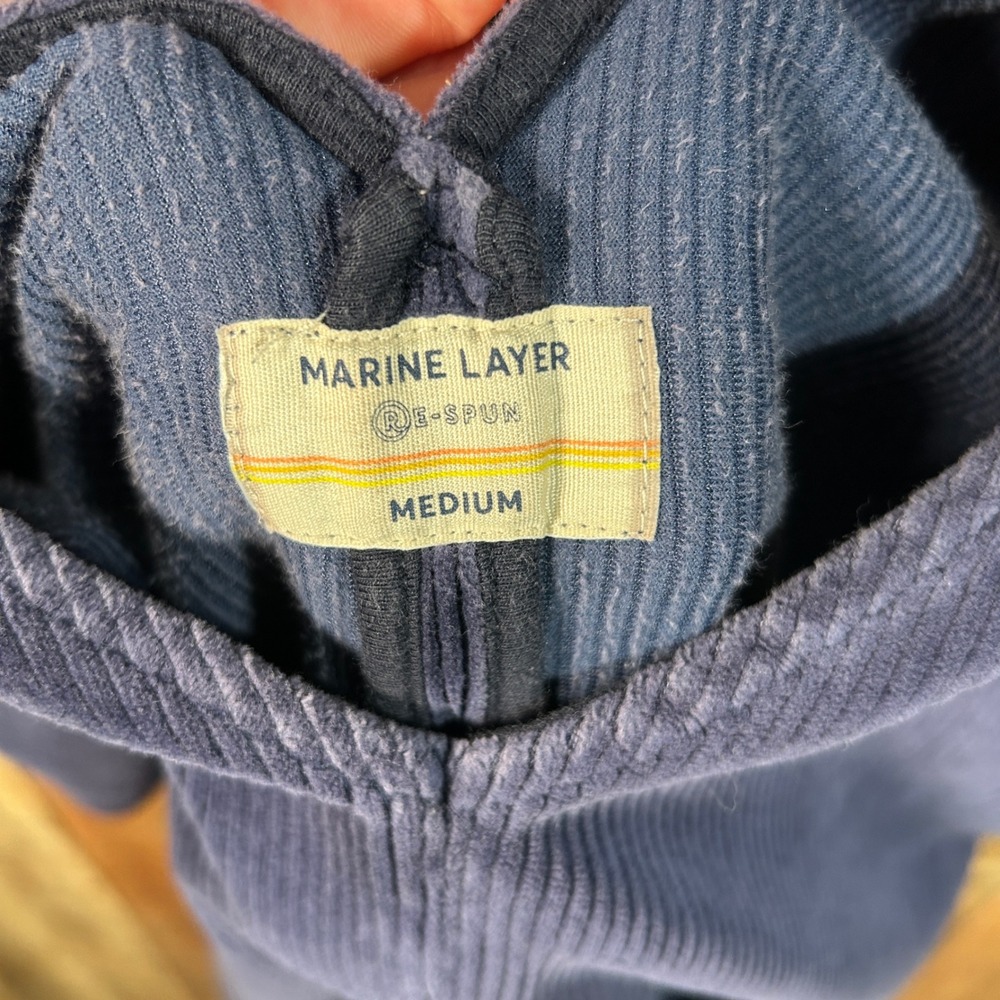Marine Layer Navy Blue Organic Cotton Corduroy Millie Jumper Dress Medium M - Picture 5 of 7